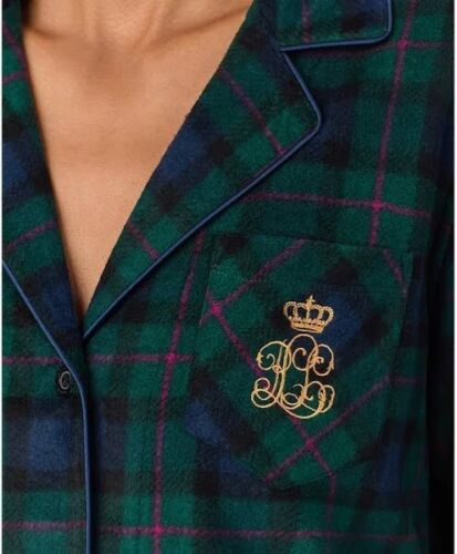 Polo Ralph Lauren Green Plaid Printed Fleece Pajama Set Size-XL NWT - Picture 3 of 9
