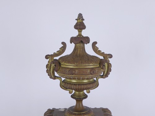 OROLOGIO ANTICO PARIGINA DA TAVOLO IN STILE NEOCLASSICO IN ANTIMONIO DORATO LN0 - Foto 21 di 23