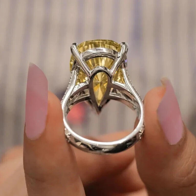 RARE 6.00 Ct Certified Treated Champagne Diamond Solitaire Ring in 925 Silver.