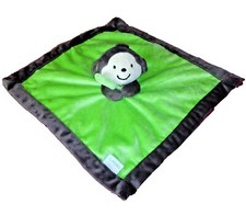Carter's MONKEY Security Blanket Lime Green with Brown Trim Plush Lovey