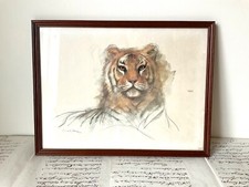 Mads Stage FRAMED PRINT Tiger ~ SIGNED WATERCOLOUR Medium DANISH ~ Wild Animal 