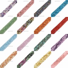 3mm to 4mm Faceted Gemstone round loose beads strand 15.5-16" DIY Jewelry Making