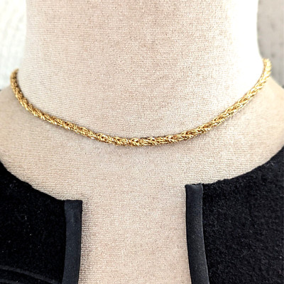 Twisted 3D Rope Chain Choker Necklace Signed CG Preppy Minimalist Jewelry 16''