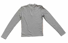 Aeropostale Women's Long Sleeve Striped Ribbed V-Neck Shirt Large Black & Brown