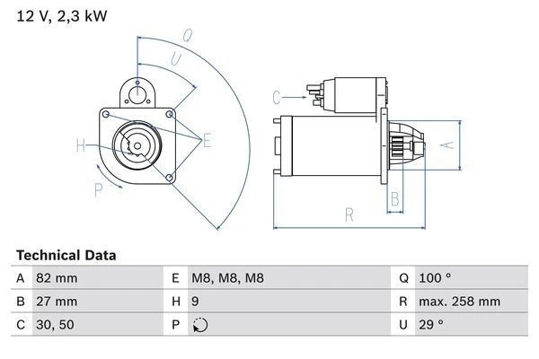 For Iveco - Daily 2003-2022 Bosch 1895 Starter Motor 0986018950 - Image 3 of 3