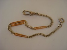 ANTICA CATENA PER OROLOGIO DA TASCA DONNA IN METALLO BIANCO E DORATO ( M2 )