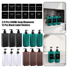 2/3 Pcs 500ml Soap Dispenser Refillable Lotion Bottles Container with 12 Labels