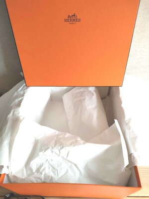 Hermes Empty Box Square Gift Present Box Rain Cover No.4 Ribbon