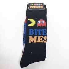 New Mens Bandai Namco Pac-Man Ghosts Bite Me Old School Crew Socks Size 4-10