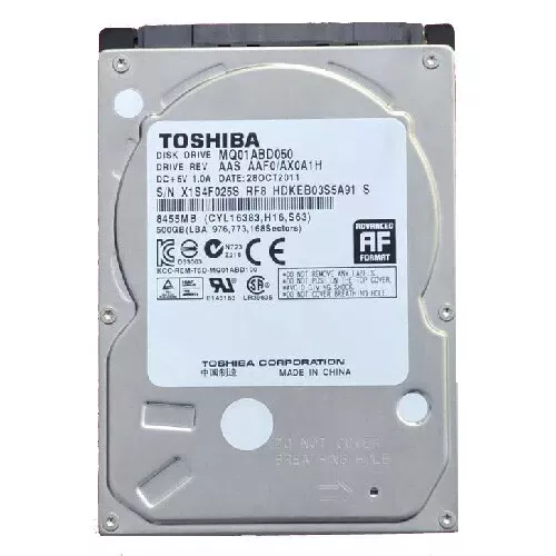 Toshiba MQ01ABD050 500GB SATA 3Gb/S 5400RPM 2.5 Inch 9.5Mm Internal Hard Drive - Bild 2 von 3