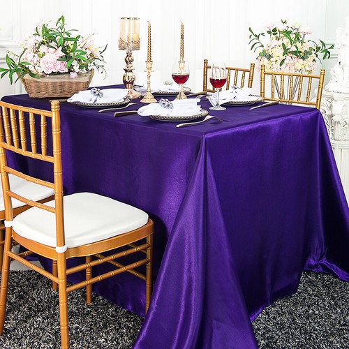 Wedding Linens Inc, 72" x 120" Premium Rectangular Satin Tablecloths - Picture 47 of 59