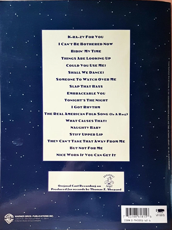 Crazy For You The Musical Comedy Vocal Piano Sheet Music Book By Warner Bros - Image 4 of 4