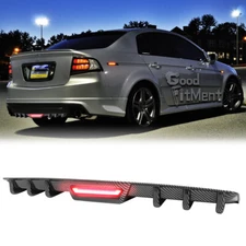 For Acura TL 1995-2008 34" Carbon Fiber Rear Bumper Lip Diffuser w/ Brake Light
