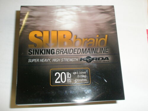 Korda Sub Braid Braided Mainline 450m - ALL VARIETIES Carp fishing tackle