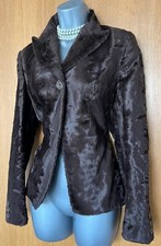 Karen Millen Uk 8 Vintage Look Dark Brown Faux Fur Pile Coat Jacket Blazer Eu 36