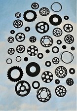 Die Cut cuts Steampunk cogs x 40 Black card topper