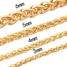 Fashion Gold Tone Stainless steel Rope Wheat Braid chain Necklace Women Men3-7mm