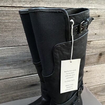 UGG ITALIAN COLLECTION ALLESIA BLACK LEATHER TALL EQUESTRIAN  display picture 1