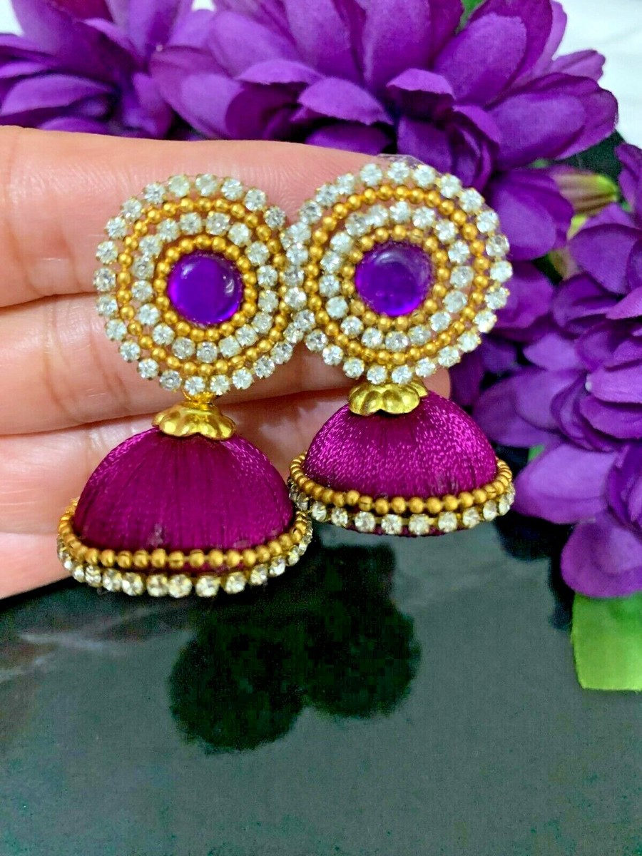 Thread Jewellery Multi Colour Silk Thread Earrings Multicolour