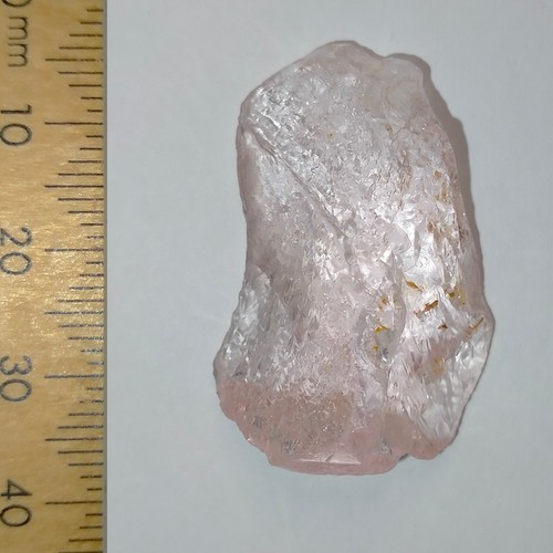 Morganite rough eye clean crystal gemstone 13mm max thickness Zambezia 49.8ct