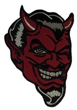WINKING DEVIL PATCH RETRO ROCKABILLY BIKER LAUGHING GRINNING SLY