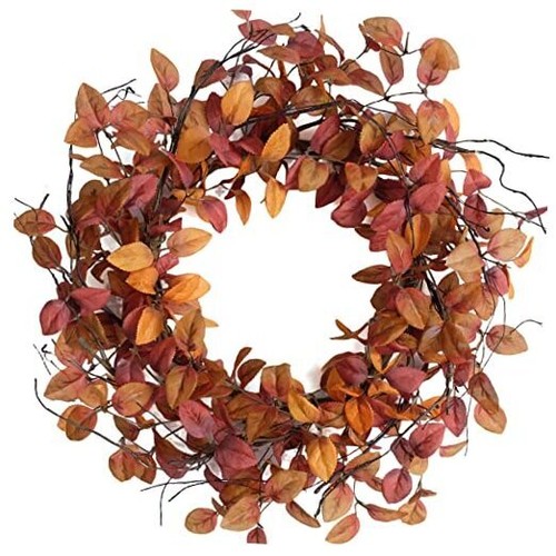 18" Fall Leaves Wreath for Front Door, Harvest and Thanksgiving Front Door