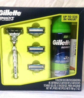 Authentic Gillette  Mach3 Turbo Razor Gift Pack New / Great Deal.