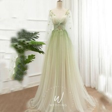 Lace Wedding Dress V-Neck Floor-Length Evening Gown Dress Birthday Party Dress