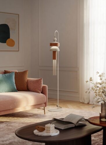 Lampada da terra piantana a led design moderno con cuoio MS-428 - Picture 2 of 4