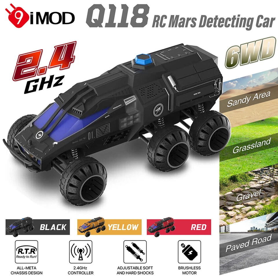 Q118 RC Car 6WD 2.4G 60M Liftable Turret Mars Detecting Car For Sandy Grassland - Image 3 of 4