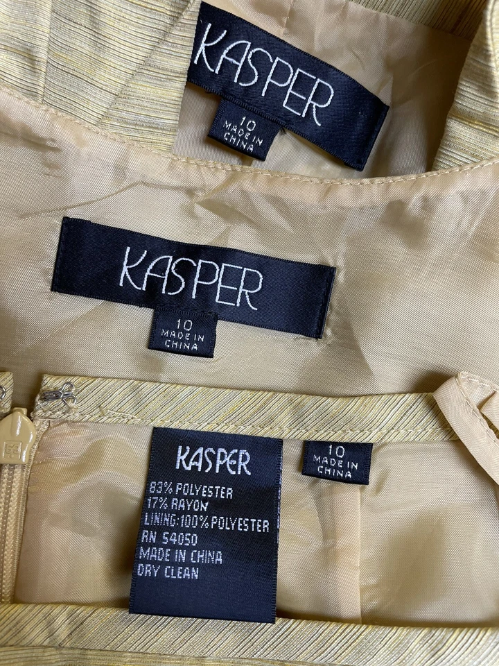 Traje Falda Kasper Talla 10 Conjunto de Tres Piezas 32X25 Negocios Ejecutivo Formal Brillo Foto 2 de 4