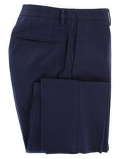 Incotex Navy Blue Solid Pants - Slim - CB 