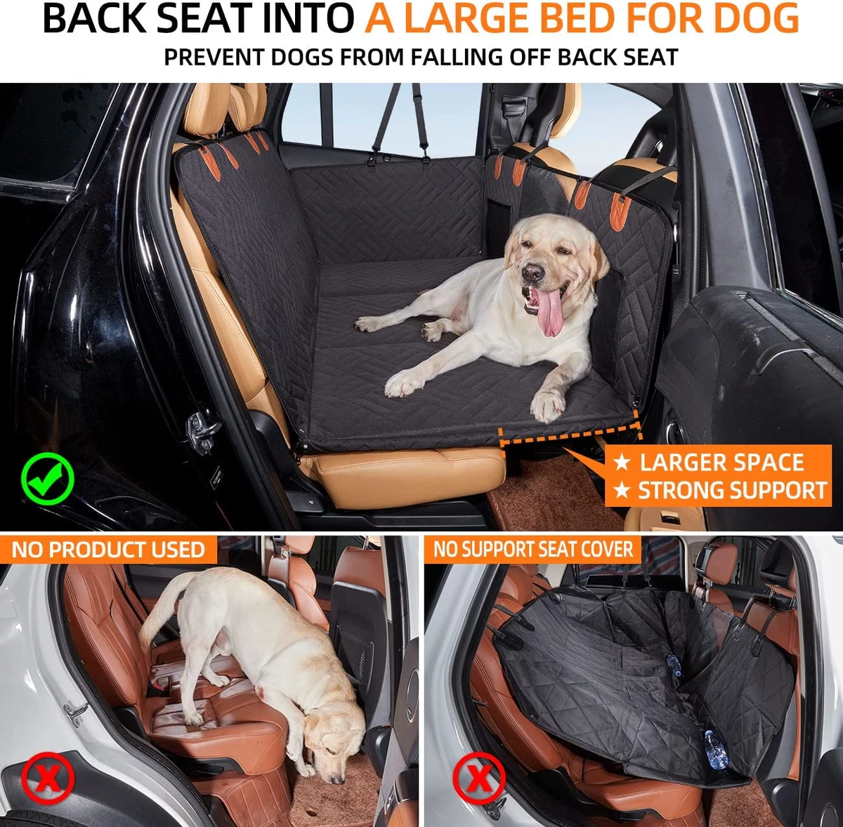 SEVVIS Dog Hammock for Car, SUV, Pet Car Seat Cover with Mesh Window,Car  Hammock for Dogs Back Seat, Gray