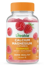 Lifeable Calcium Magnesium - Great Tasting Raspberry Flavor Gummy - 90 Count