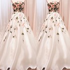 3D Florals Boho Sleeveless Wedding Dresses Satin A Line Colorful Bridal Gowns