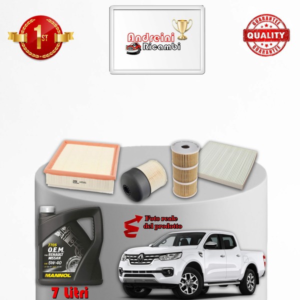 Kit Wartung 4 Filter Und ÖL Renault Alaskan 2.3 DCI 120KW 163CV Ab 2017-image