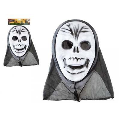 Spukhaus Halloween weiße Totenkopf Maske mit Kapuze