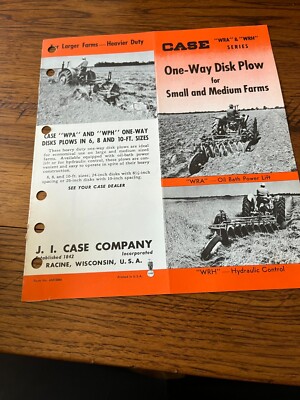 Case Tractor WRA WRH Disk Plows For 1950 Brochure FCCA