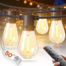 50FT LED Outdoor String Lights W/ Edison Shatterproof Bulbs Weatherproof Strand