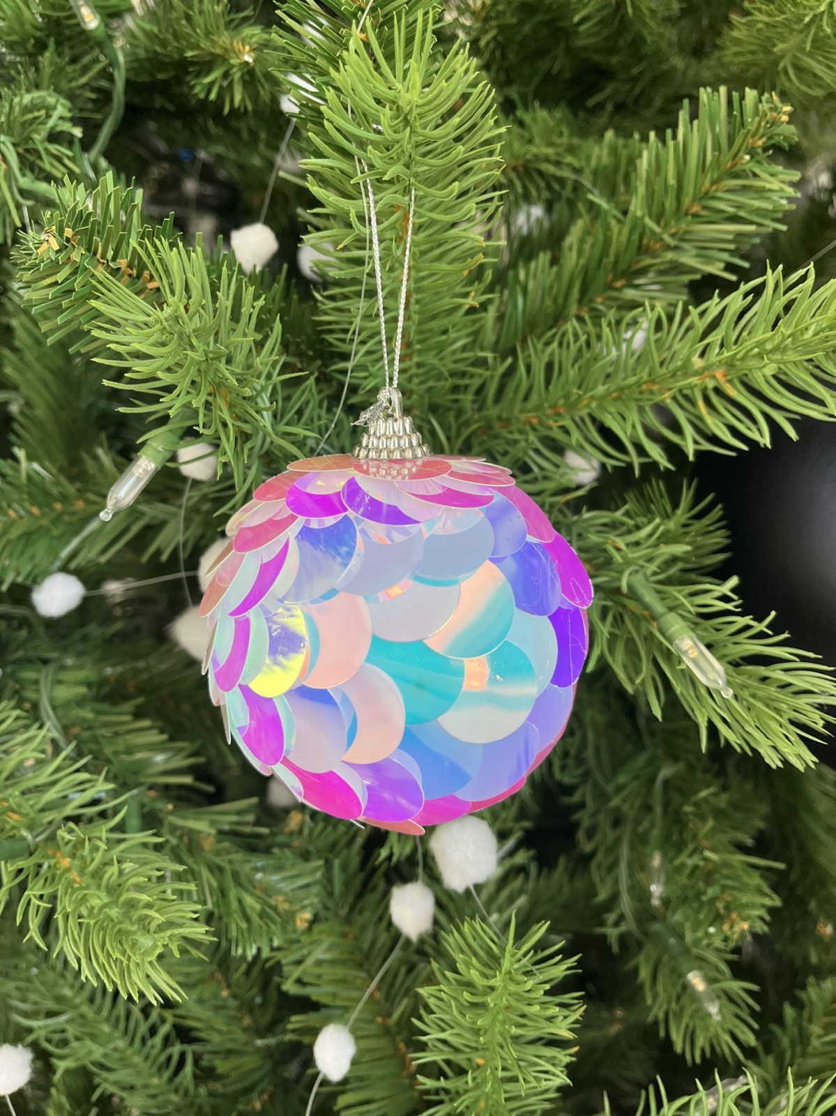 Christmas Tree Baubles Sequin Petals Iridescent 8cm Decorations Modern x 8