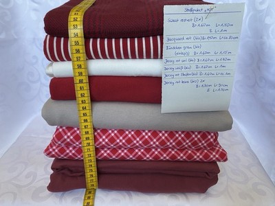 Bio Stoffpaket Sweat Jersey Jacquard Bündchen rot weiß Stoffonkel