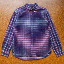 LNWOT BEAMS Plus Made in Japan Shaggy Grid Check Flannel Shirt Navy Medium
