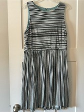 LOFT Blue Geometric Sleeveless Dress L