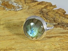 Natural Blue Labradorite Gemstone 925 Solid Sterling Silver Ring Size US-7.5