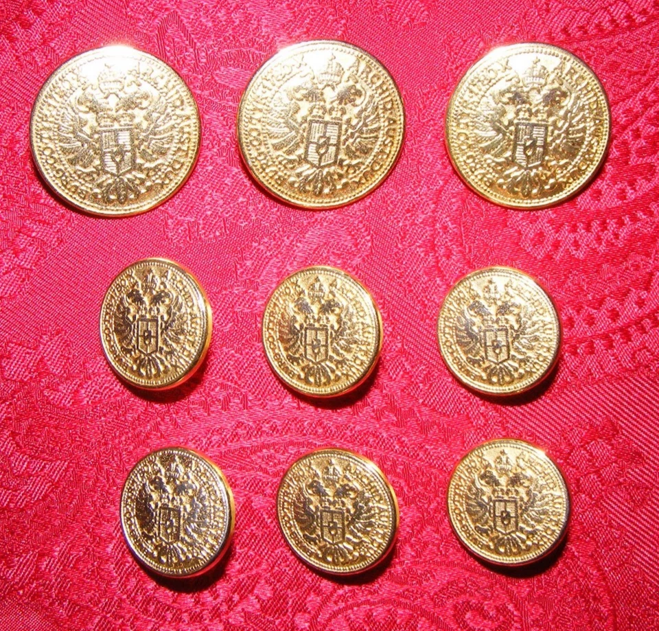 BESPOKE REPLICA 1 DUCAT AUSTRIAN GOLD COIN DESIGN REPLACEMENT BLAZER BUTTON SET - Image 3 of 4