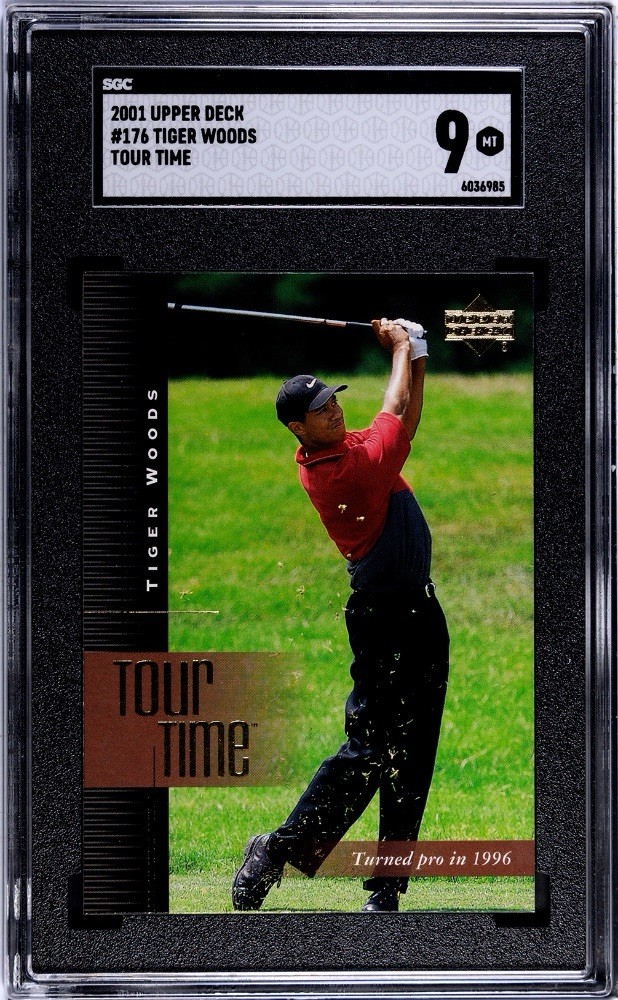 2001 UPPER DECK GOLF #176 TIGER WOODS RC SGC 9