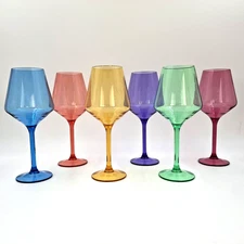 The Wine Savant 6 Unbreakable Stemmed Wine Glasses/Colorful