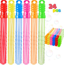 24 Pack 10 Bubble Wands 3oz, 6 Color Summer Outdoor Kids Party Favors Toys
