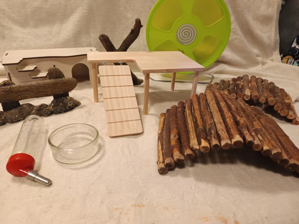 Hamster Zwerghamster Rennmaus Mäuse Zubehör Set Laufrad 30cm Häuschen Neu - Bild 4 von 4