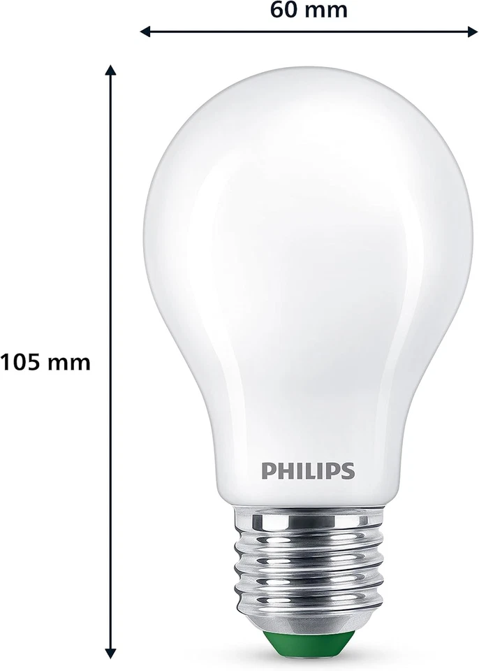 Philips LED Lampadina Goccia Vetro Smerigliato Classe A, 60W, E27, Luce Bianca F - Immagine 3 di 4